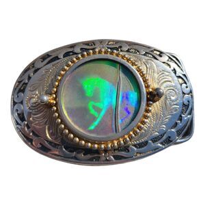 Vintage Holographic Horse Belt Buckle Made In USA Cowboy Western Rodeo